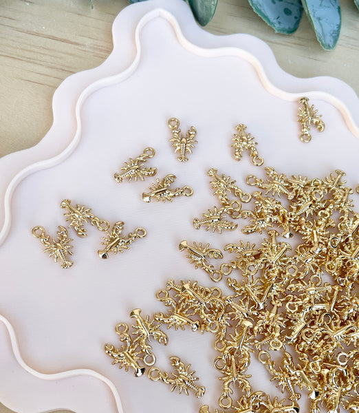 Lobster gold plated charm connectors x 6