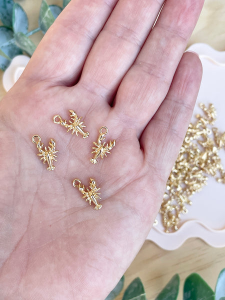 Lobster gold plated charm connectors x 6