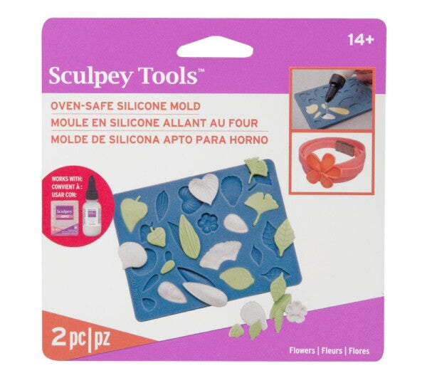 Sculpey silicone bakable mould - Flowers & leaves