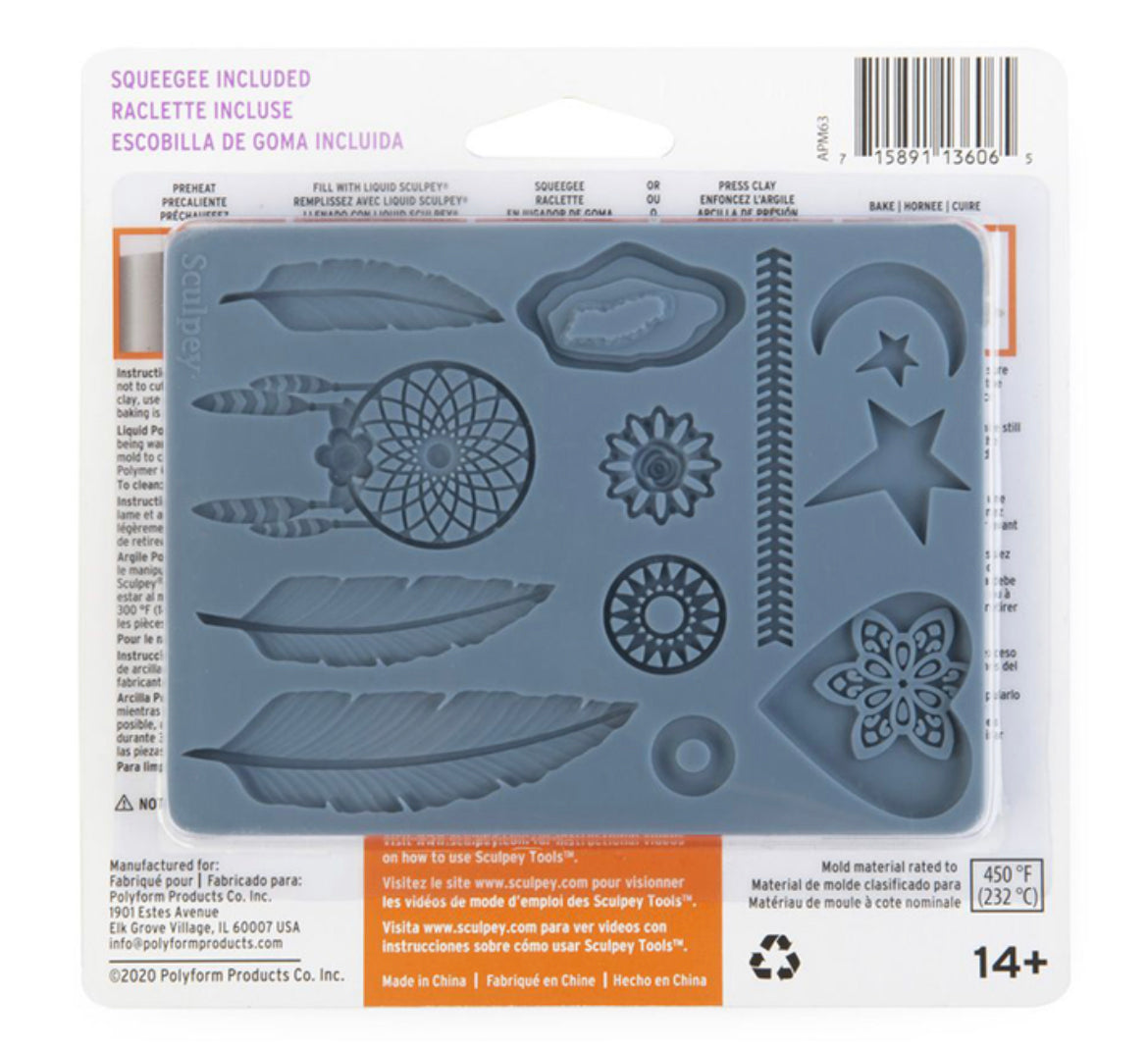 Sculpey silicone bakable mould - Boho Chic