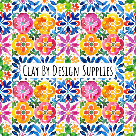 Bright coloured Mediterranean water transfer paper #479