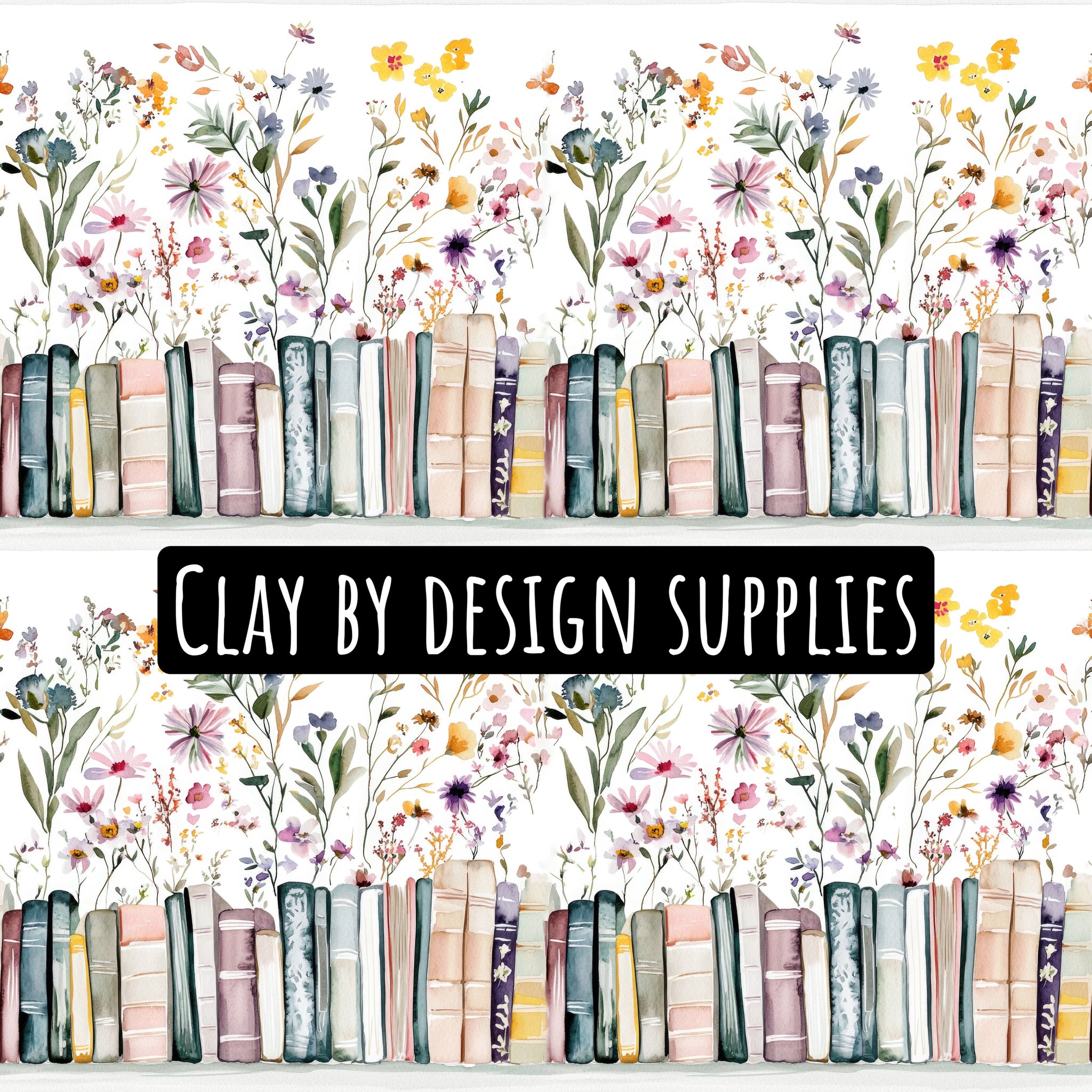Soft florals & books water transfer paper #480