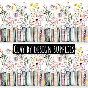 Soft florals & books water transfer paper #480