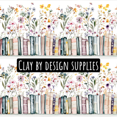 Soft florals & books water transfer paper #480