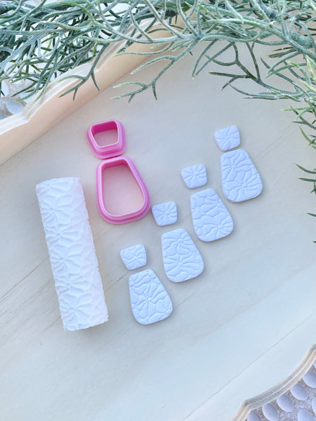 Abstract flower roller and cutter combo set (or choose separately)