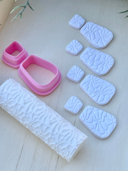 Abstract flower roller and cutter combo set (or choose separately)