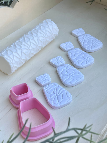 Abstract flower roller and cutter combo set (or choose separately)