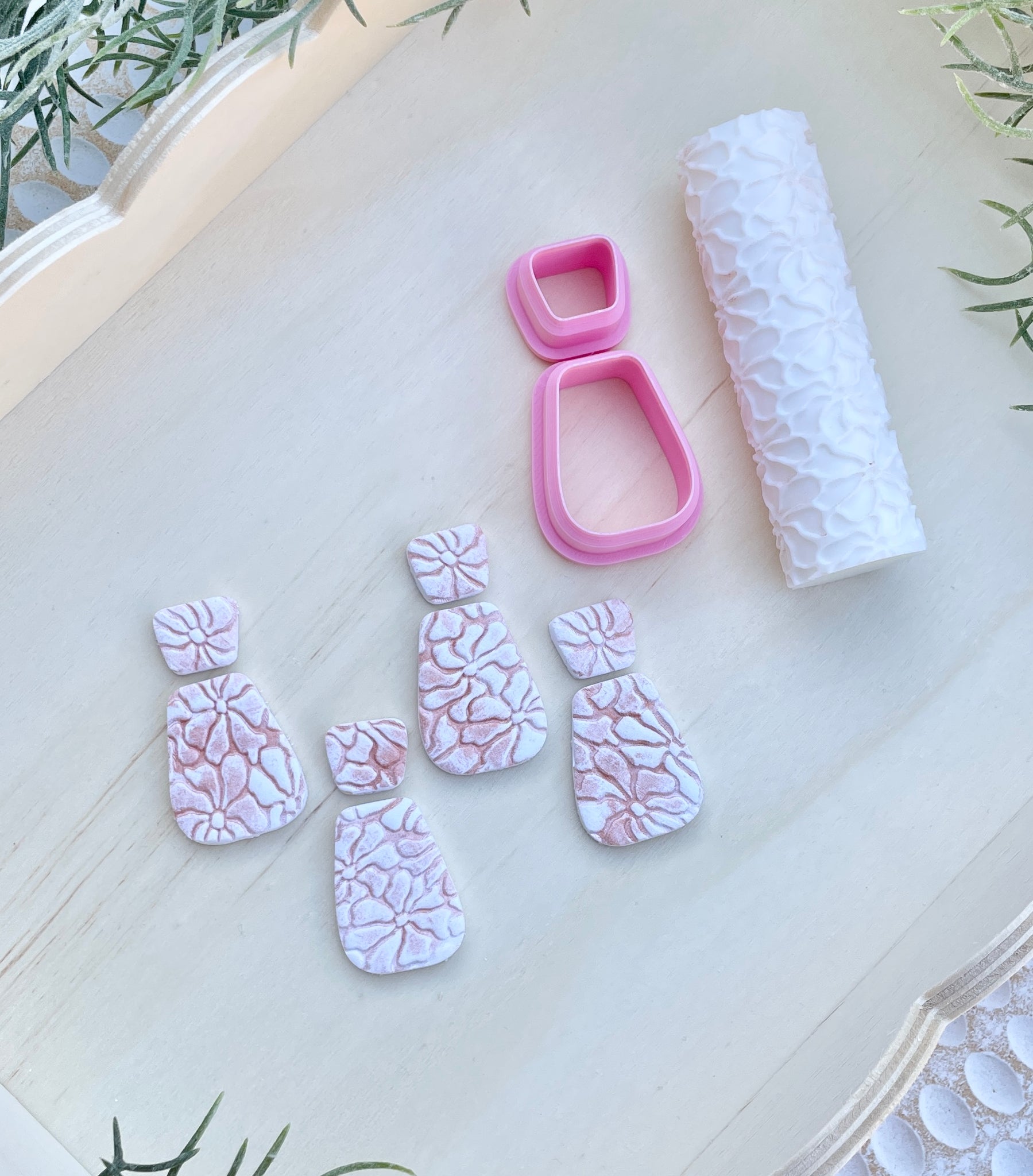 Abstract flower roller and cutter combo set (or choose separately)