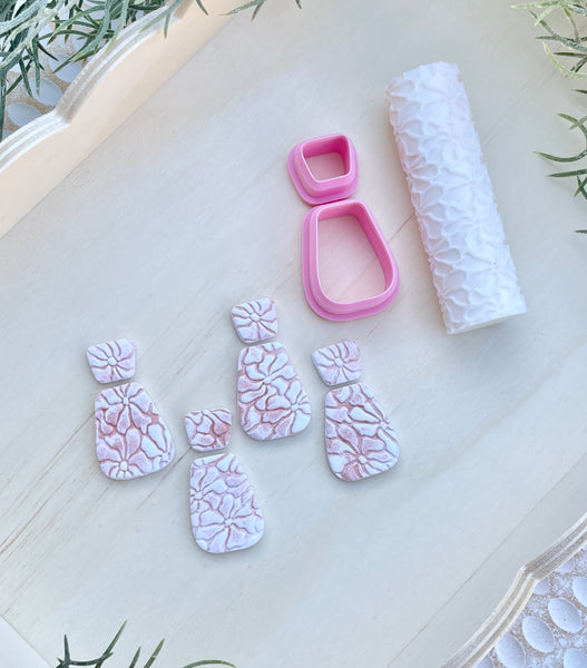 Abstract flower roller and cutter combo set (or choose separately)