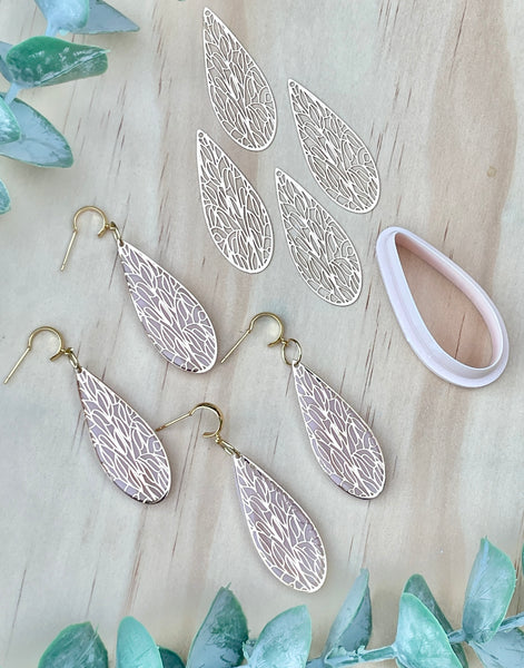 Gold plated detailed long drop charms x 6  & Cutter option