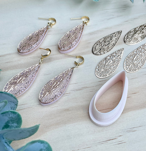 Gold plated detailed long drop charms x 6  & Cutter option