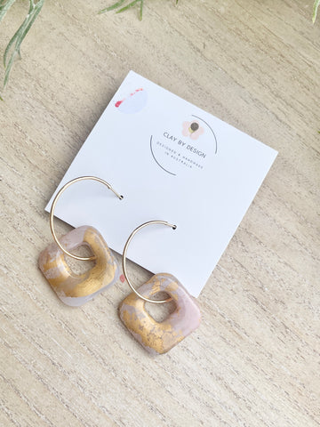Marble gold hoops