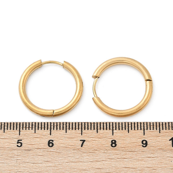 2cm Gold plated 316 surgical stainless steel Huggie hoops - 5 pairs (10 pieces)