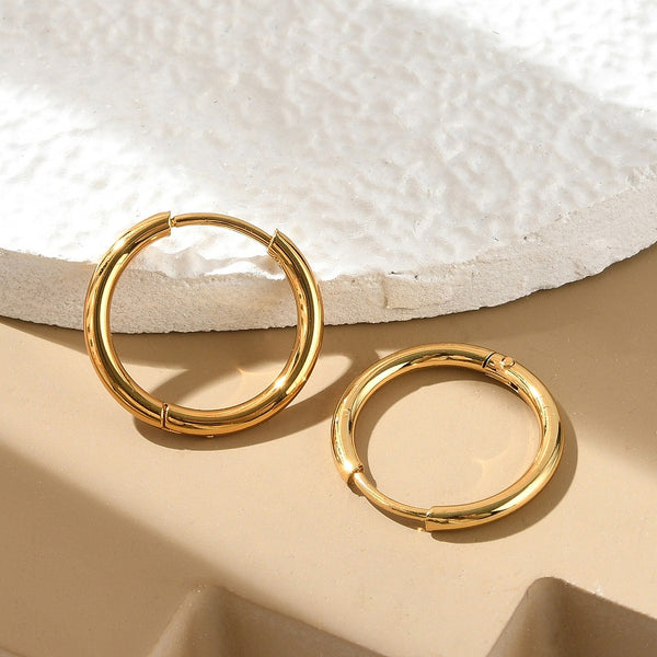 1.5cm genuine gold plated huggie hoops x 6 pieces