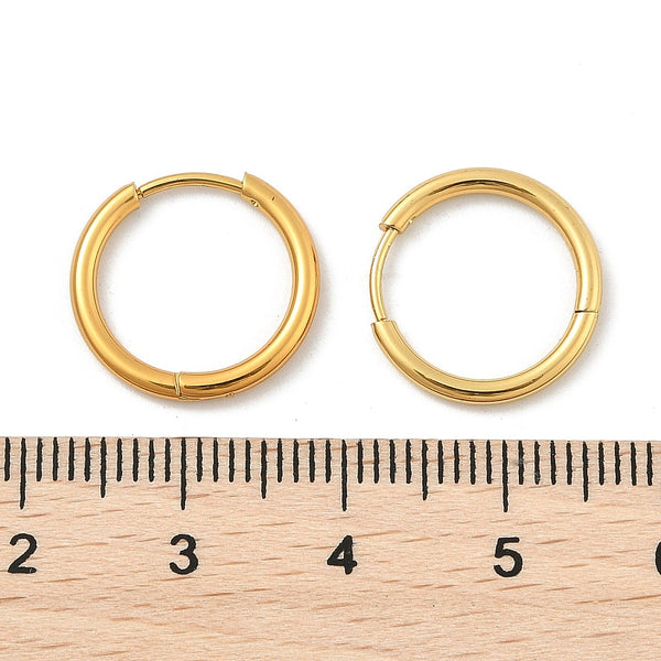 1.5cm genuine gold plated huggie hoops x 6 pieces