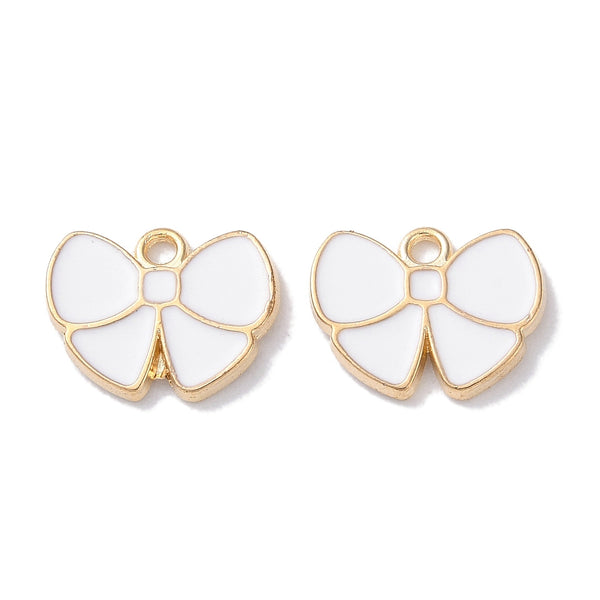Gold plated bow white charms  x 6