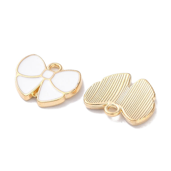 Gold plated bow white charms  x 6