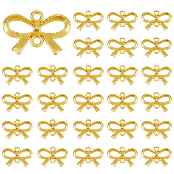 BRIGHT gold plated bow connector charms x 8