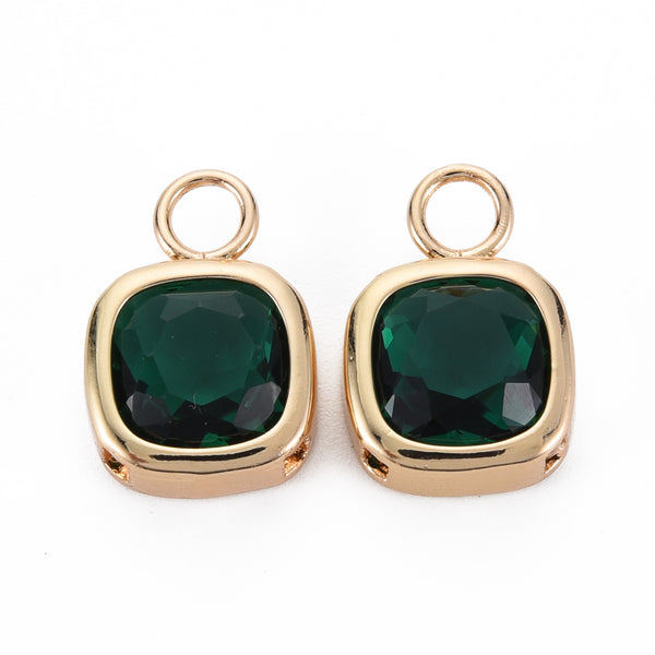 Emerald green charms stainless steel x 4 pieces