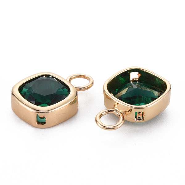 Emerald green charms stainless steel x 4 pieces