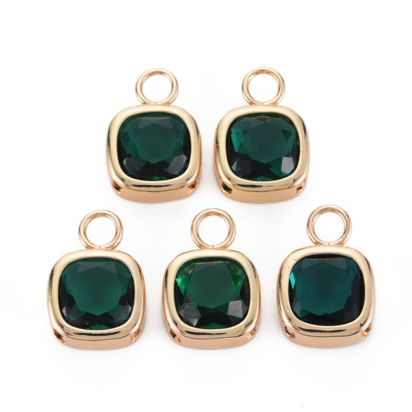 Emerald green charms stainless steel x 4 pieces