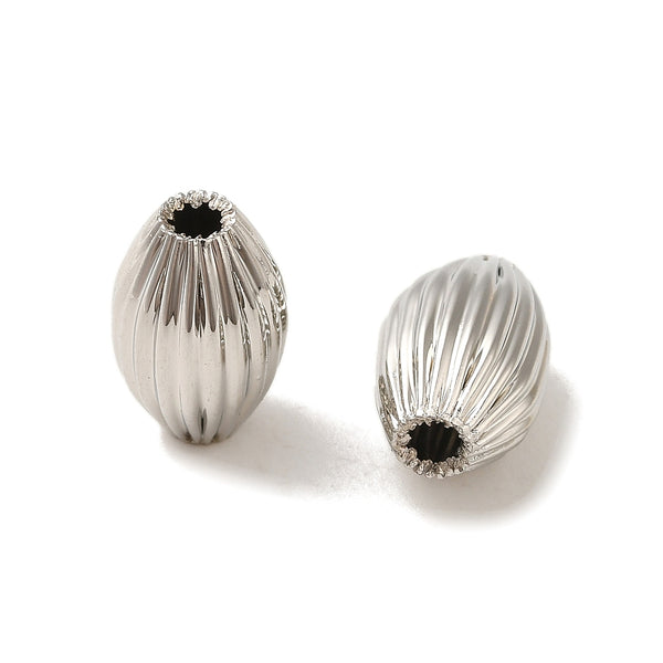 Rhodium plated beads x 8