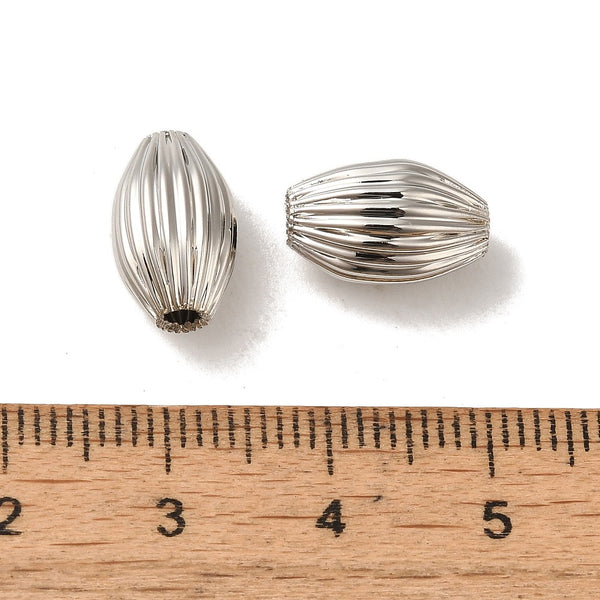 Rhodium plated beads x 8