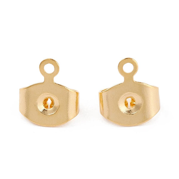 Earring backs with loop genuine 18K gold plated charm x 10 pieces