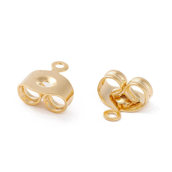 Earring backs with loop genuine 18K gold plated charm x 10 pieces