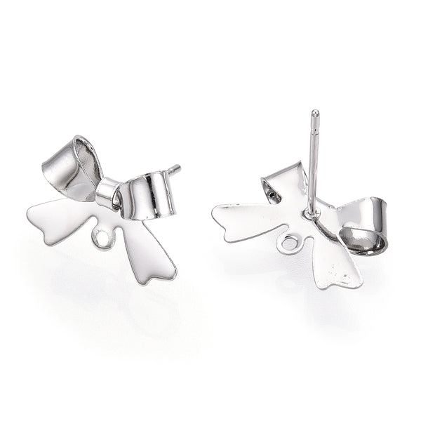 Platinum plated bow stud tops - 8 x pieces