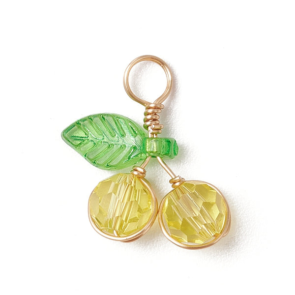 Glass Cherry Charms x 6 pieces - 2 colours to choose from