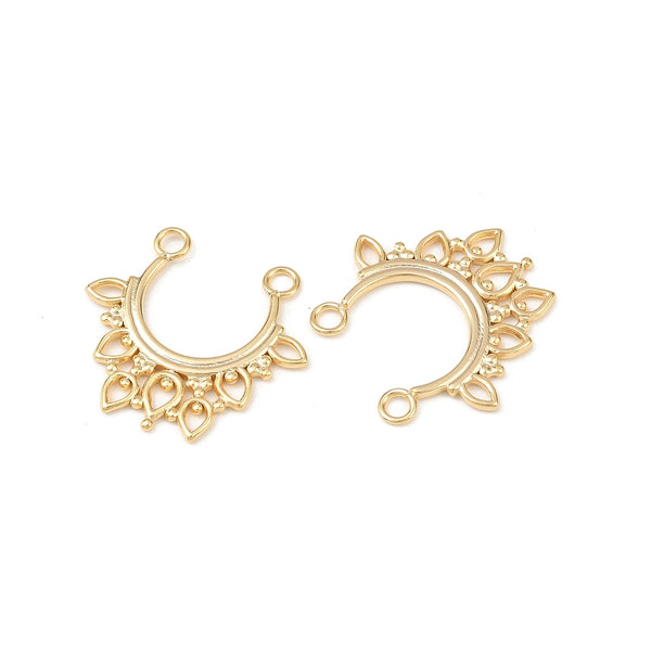 Genuine 24K stainless steel gold plated charm connectors x 4 Style 2