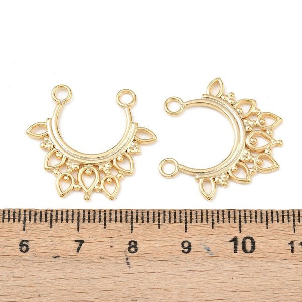 Genuine 24K stainless steel gold plated charm connectors x 4 Style 2