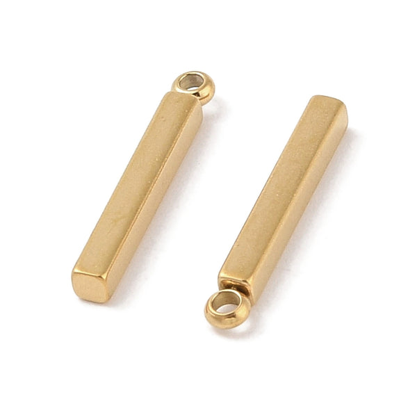 Bar charm genuine 18K gold plated charm x 6 pieces