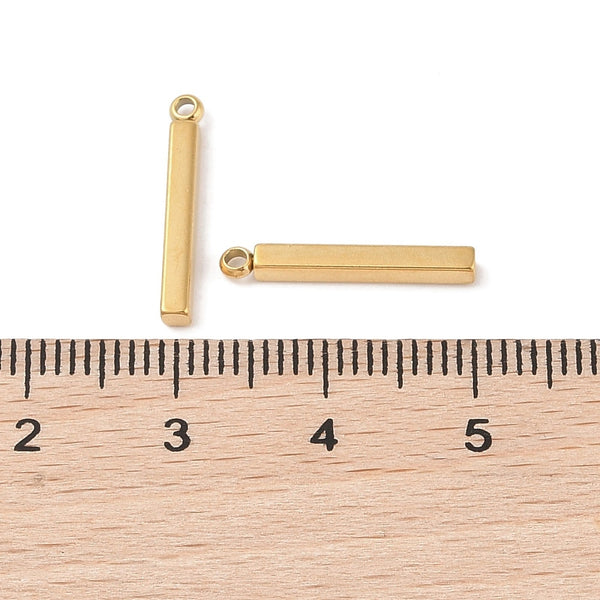 Bar charm genuine 18K gold plated charm x 6 pieces