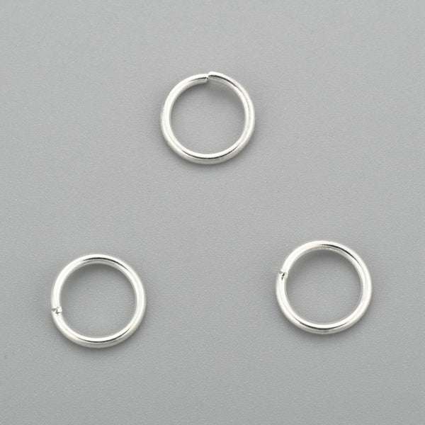 6mm Bright silver 304 stainless steel open jump rings  - 50 pieces