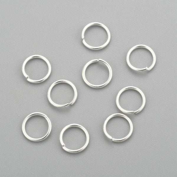 6mm Bright silver 304 stainless steel open jump rings  - 50 pieces