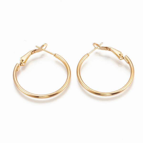 2.5cm gold plated 316 surgical stainless steel hoops x 6