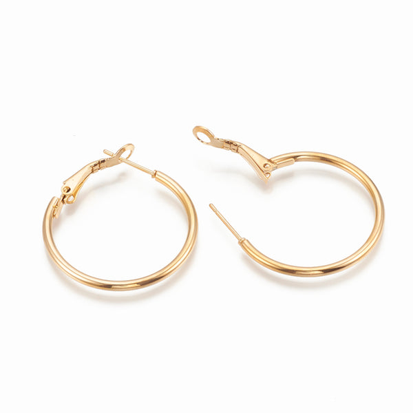 3cm gold plated 304 stainless steel hoops x 6