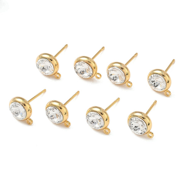 18K Genuine Gold plated round domed stud tops x 6 pieces