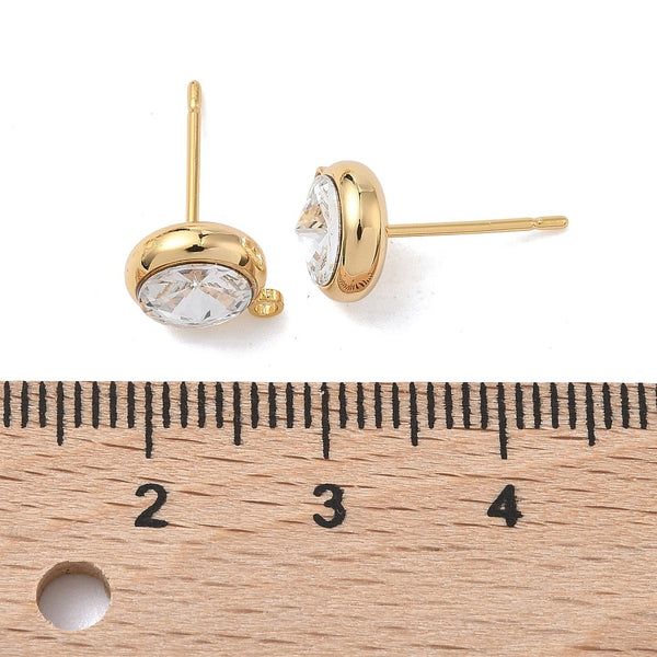 18K Genuine Gold plated round domed stud tops x 6 pieces