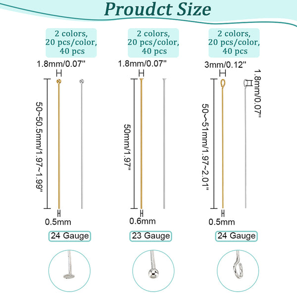 Ball head pins,  bulk pack 120 pieces mixed sizes