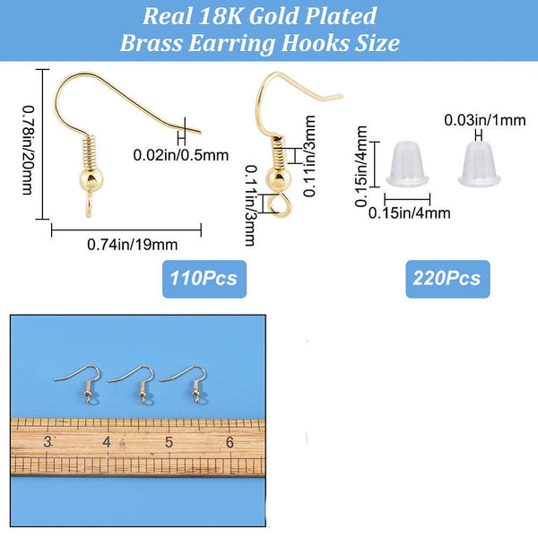 Genuine 18K gold plated stainless steel front facing Shepard hooks bulk pack of 330 pieces