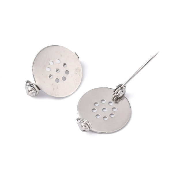 Flat round brooch settings x 10