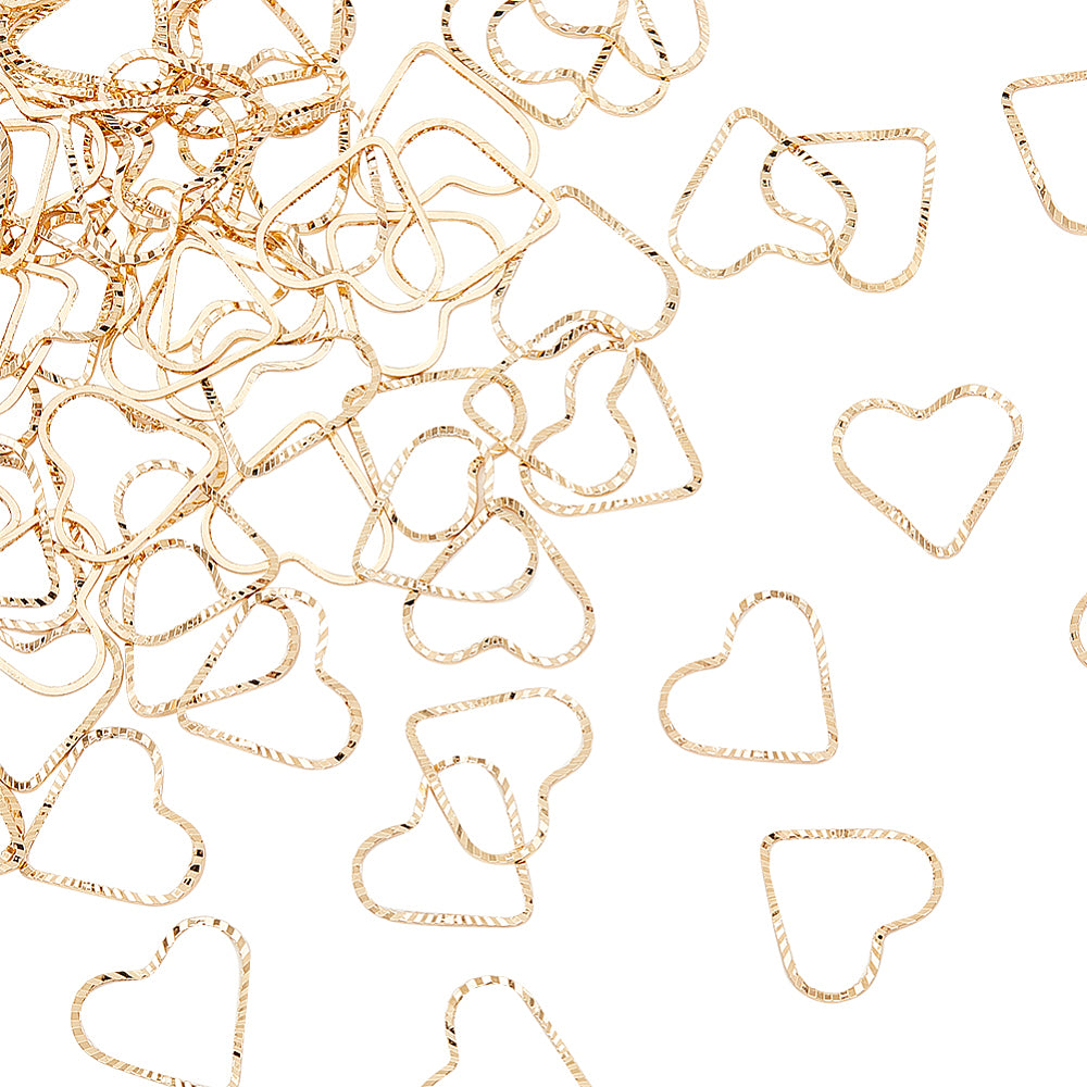 Genuine 18K gold plated etched heart charms x 6 pieces