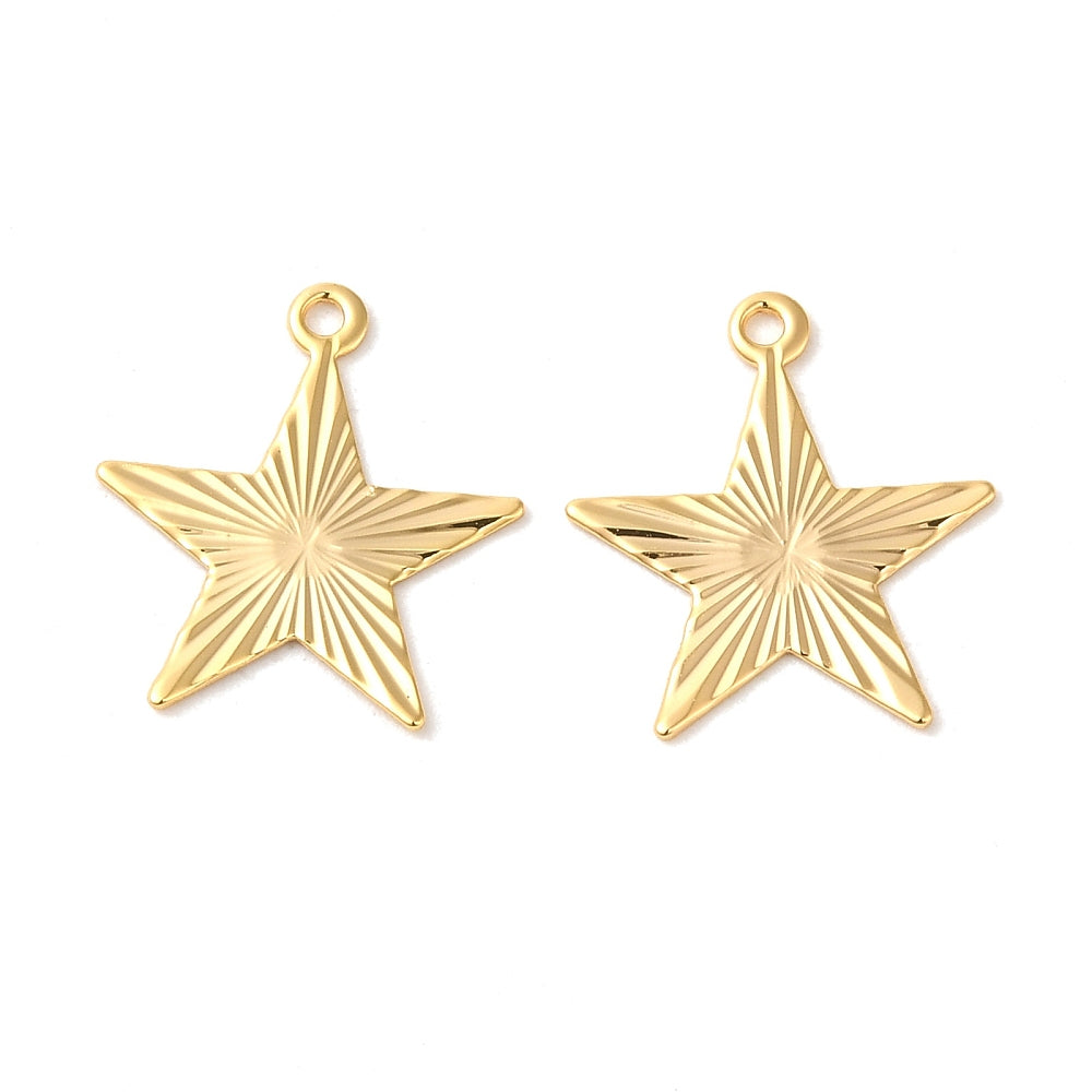 Gold plated star charms x 6 pieces