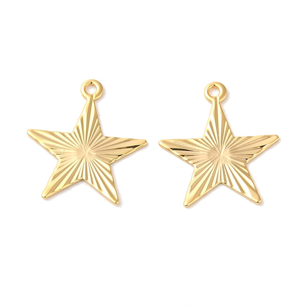 Gold plated star charms x 6 pieces