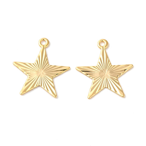 Gold plated star charms x 6 pieces