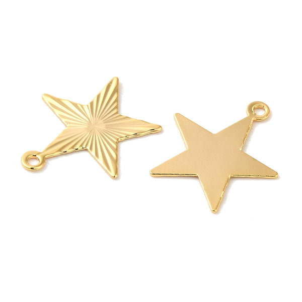 Gold plated star charms x 6 pieces