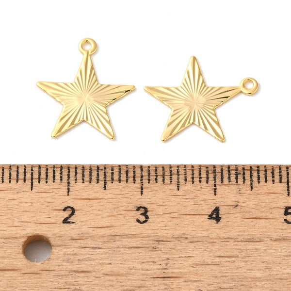 Gold plated star charms x 6 pieces